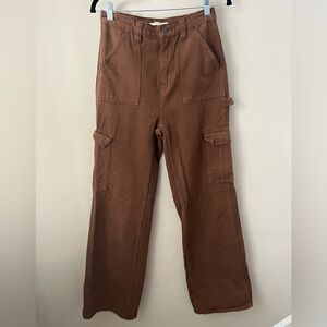 PacSun Ultra High Rise Flare Brown Cargo Pants
